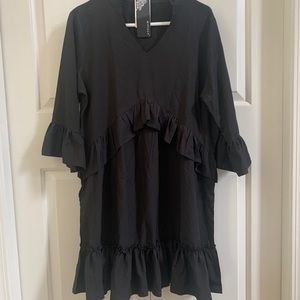 Cute ruffle tier black short dress NWT